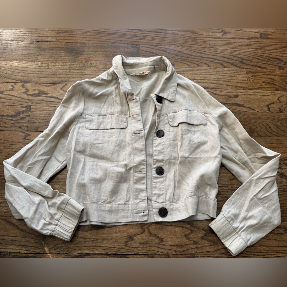 Ci Sono Linen Khaki Utility Jacket Medium
